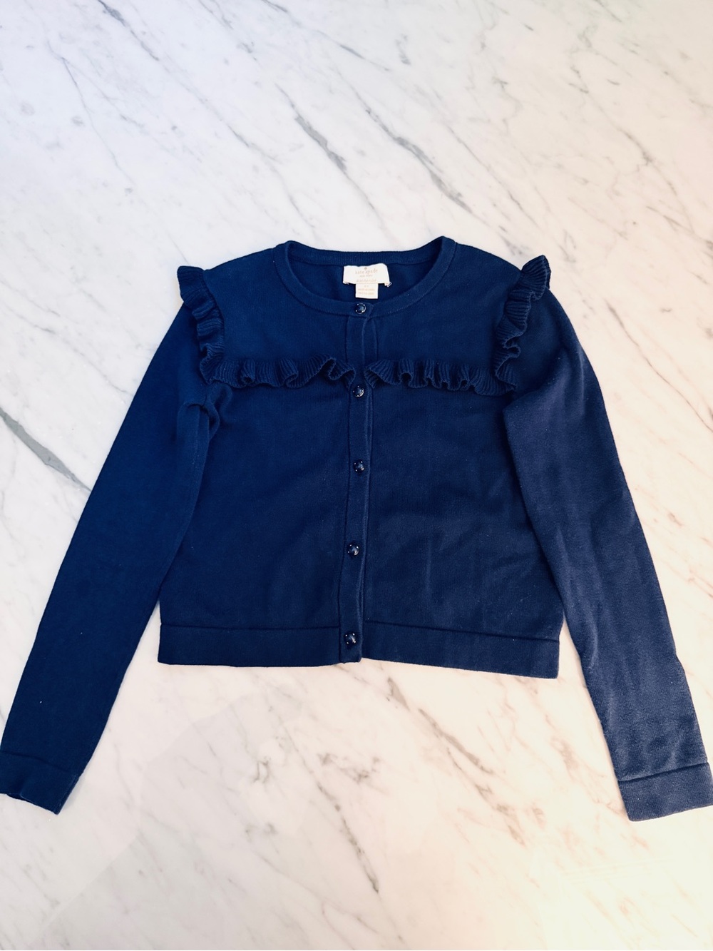 Kate Spade Navy Ruffle Cardigan Size 6X